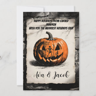Invitation Carved Pumpkin Holiday Card Thanksgiving Halloween