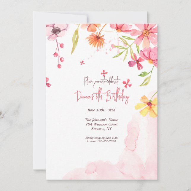 Invitation Cascade de Fleurs  (Devant)