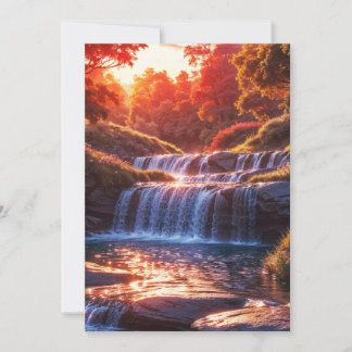 Invitation Cascade sereine à l'affiche verticale du coucher d
