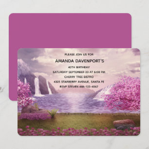 Invitation Cascades & Cerisiers autour d'un Lac Anniversaire