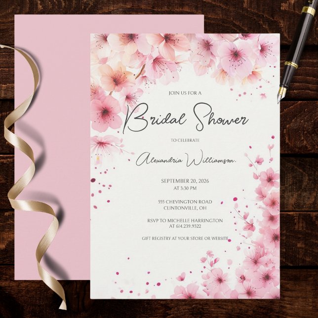 Invitation Cascading Pink Flowers Bridal Shower (Créateur téléchargé)