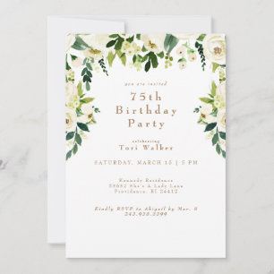 Invitation Cascading White Floral 75e anniversaire