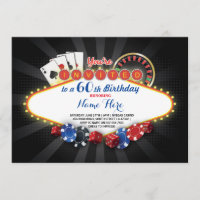 Casino Birthday Night Las Vegas Party Cards Invita