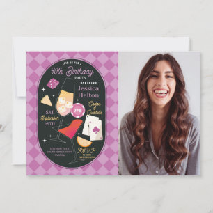 Invitation Casino Cocktails Las Vegas Anniversaire Photo Rose