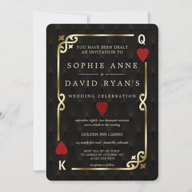 Invitation Casino de luxe nuit Las Vegas Poker Mariage (Devant)