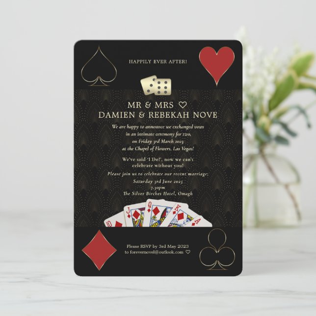 Invitation Casino De Luxe Vegas Poker Heureux Jamais Après (Debout devant)
