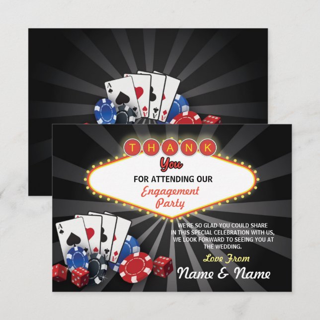 Invitation Casino Fiançailles Merci Mariage Las Vegas Casino (Devant / Derrière)