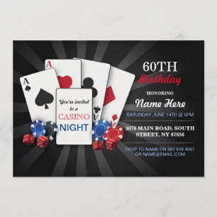 Invitation Casino Night Las Vegas Fête Anniversaire Invitatio