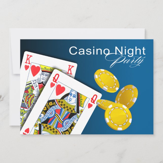 Invitation Casino Night Las Vegas Poker Party - bleu (Devant)
