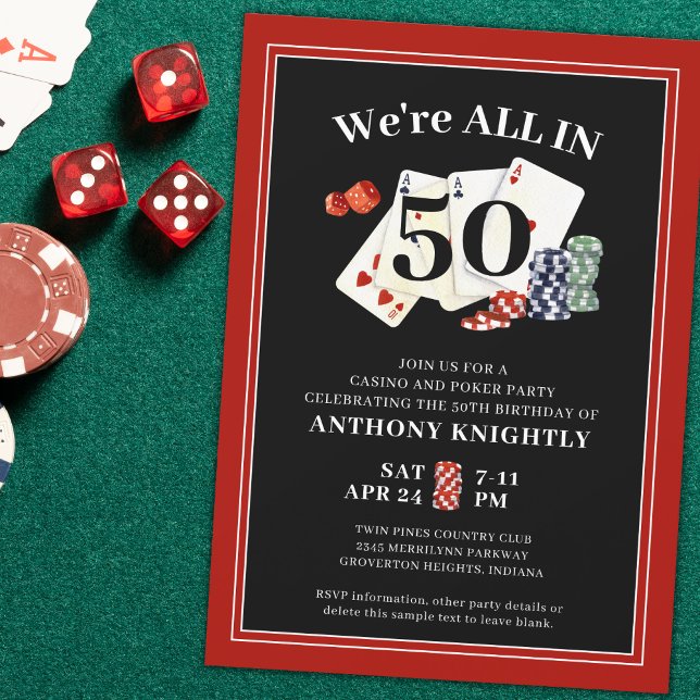 Invitation Casino Poker Anniversaire Fête N'importe quel âge (Créateur téléchargé)
