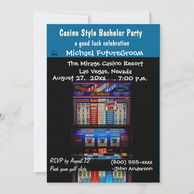 Invitation Casino Slot Machine Bachelor Party (Devant)
