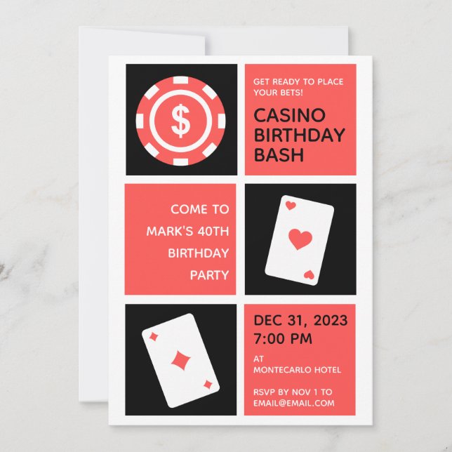 Invitation Casino Thématique 40ème anniversaire (Devant)