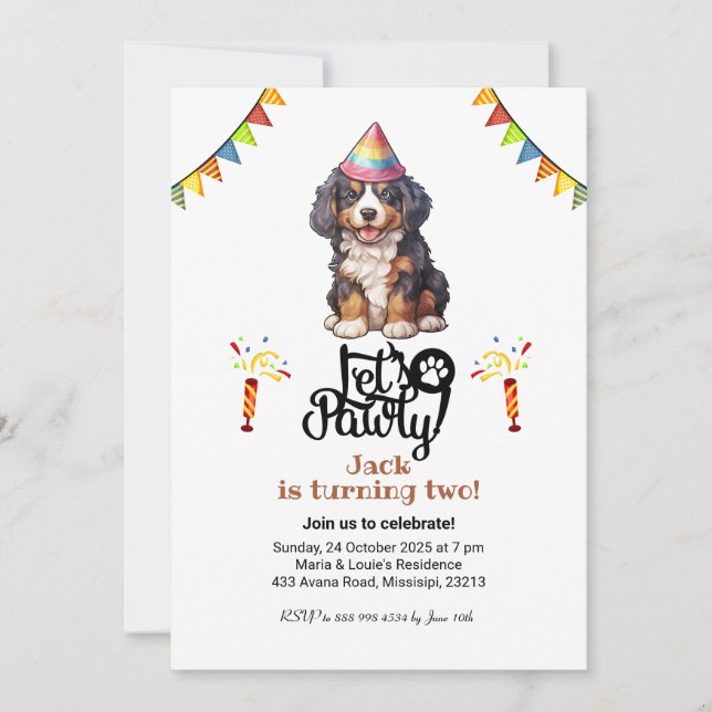 Invitation Casquette bernois des chiens de montagne : Pawty B (Devant)