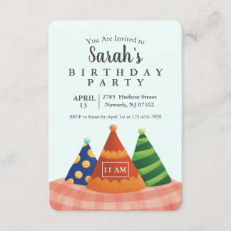 Invitation Casquette d'anniversaire mignon