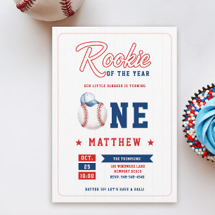 Invitation Casquette de baseball Rookie Stripes Fun Boy 1er a