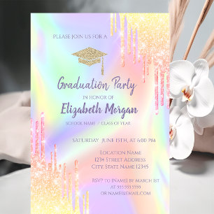 Invitation Casquette de fin d'études Pailletée, Paillettes Om