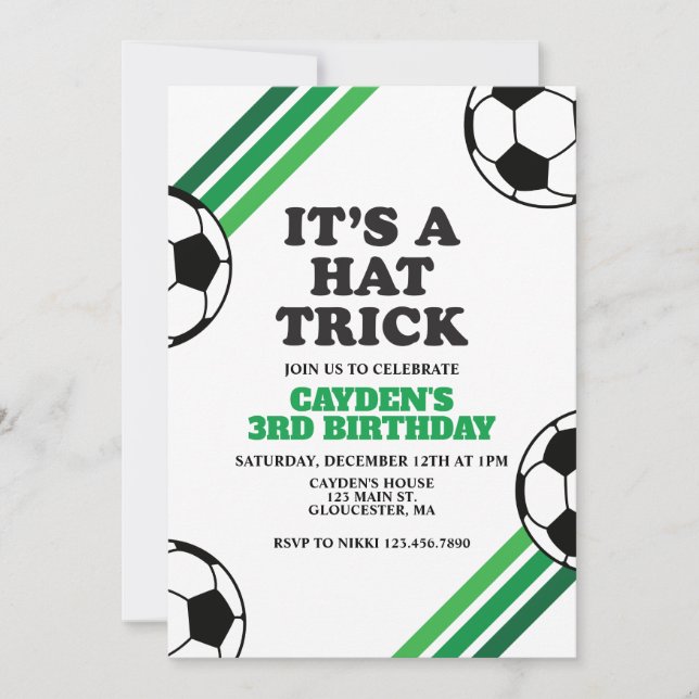 Invitation Casquette de football Trick Green Stripes 3e anniv (Devant)