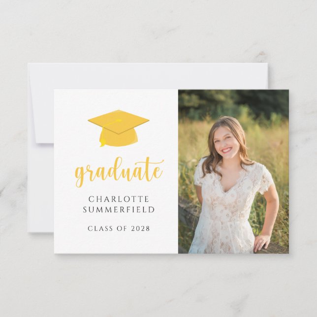 Invitation Casquette de graduation en or jaune simple Tassel (Devant)