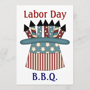 Invitation Casquette de la Fête du travail B.B.Q./Patriotic