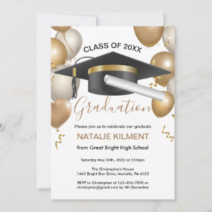 Invitation Casquette de la partie noire et d'or