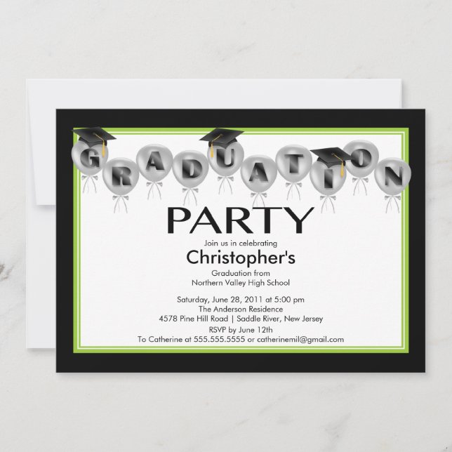 Invitation Casquette de noir d'invitation de fête de remise (Devant)