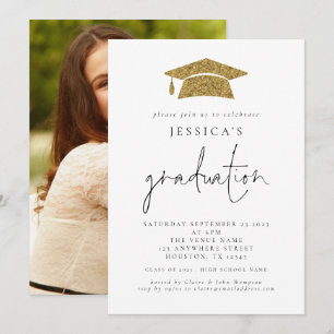 Invitation Casquette de Parties scintillant d'or de la photo 