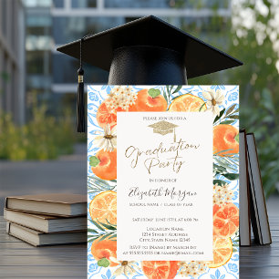 Invitation Casquette de remise de diplôme, bleu méditerranéen