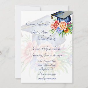 Invitation Casquette de remise de diplôme florale personnalis