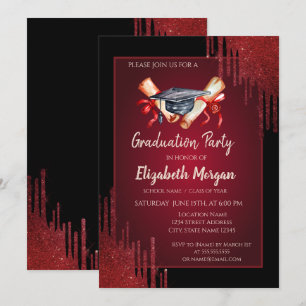Invitation Casquette de remise des diplômes à l'aquarelle, di