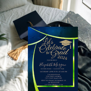 Invitation Casquette de remise des diplômes à paillettes Navy