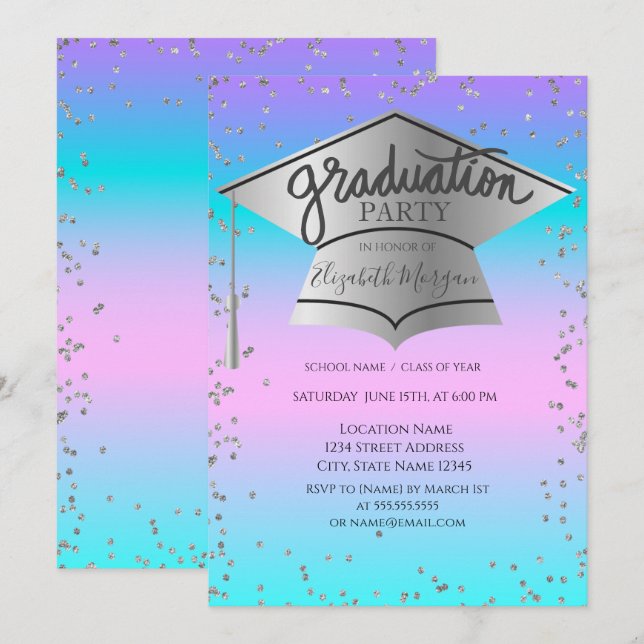 Invitation Casquette, Diamonds Ombre Holographique Graduation (Devant / Derrière)