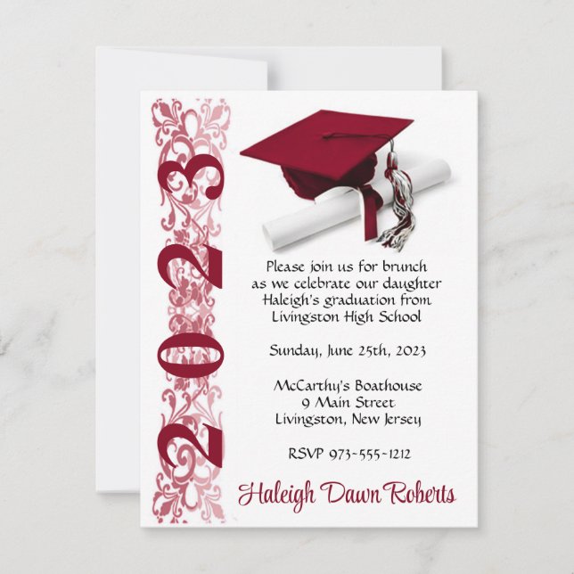Invitation Casquette & Diplôme, Cardinal Red Graduation (Devant)