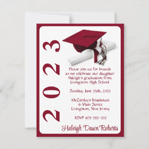 Invitation Casquette & Diplôme, Cardinal Red Graduation