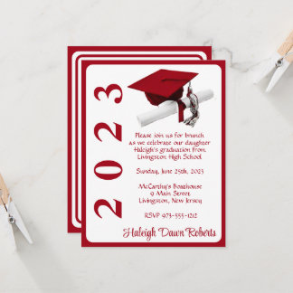 Invitation Casquette & Diplôme, Diplôme Rouge