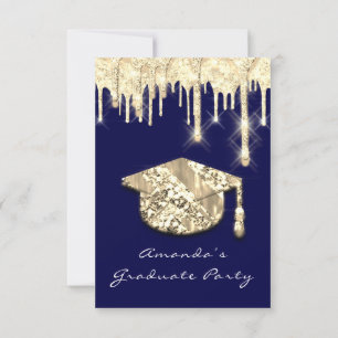 Invitation Casquette d'or 3D Glam Blue Navy Invitati