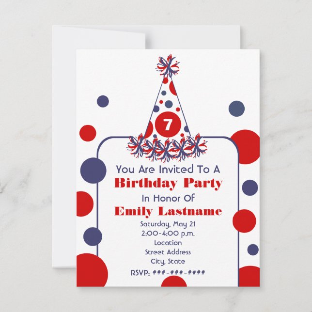 Invitation Casquette du Jour d'anniversaire de la Polka Blanc (Devant)