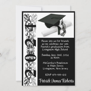 Invitation Casquette et diplôme 5x7 noir Arrière - plan diplô