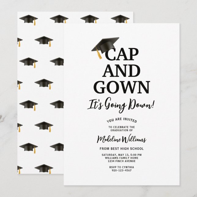 Invitation Casquette et Gown ça va faire baisser la graduatio (Devant / Derrière)