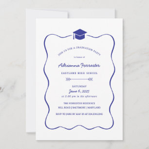 Invitation Casquette fin de cadre Bleu Graduation Party