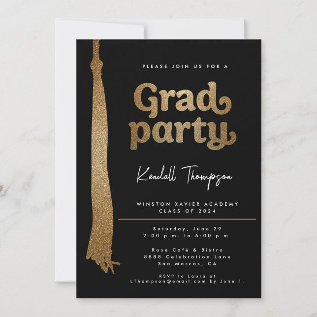 Invitation Casquette Gold Grad goût Personnalisé Graduation P (Devant)