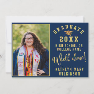 Invitation Casquette Gold Grad Gras Script 4 Diplôme photo