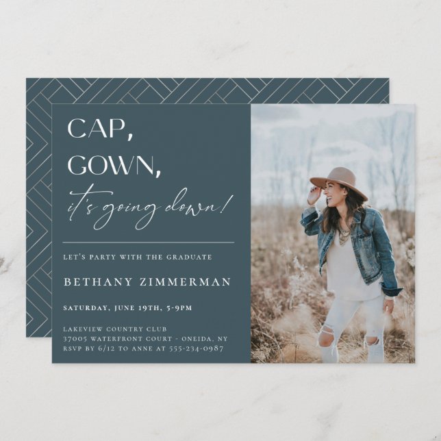 Invitation Casquette Gown ça va faire tomber la fête de l'obt (Devant / Derrière)
