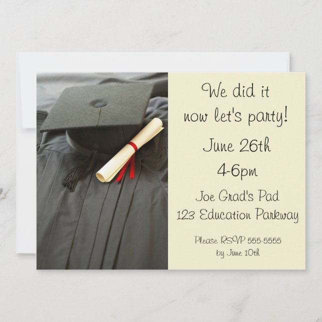 Invitation Casquette, Gown, Diplôme d'études supérieures Invi (Devant)