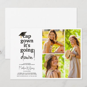 Invitation Casquette Gown It's Going Down Photo Collage Gradu
