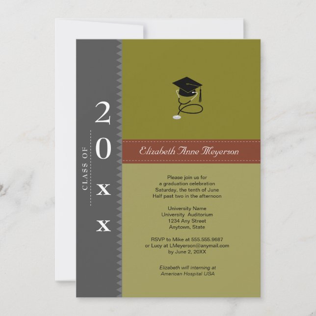 Invitation Casquette Médicale classique : Gray & Maroon (Devant)