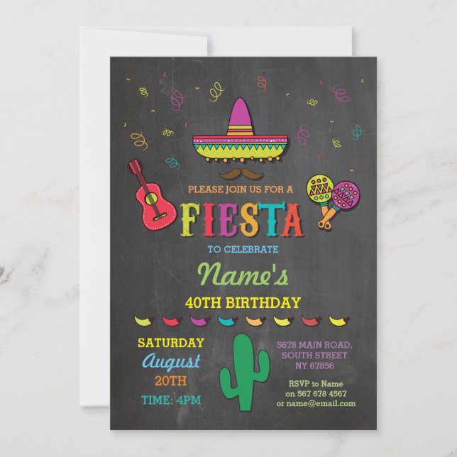 Invitation Casquette mexicain Fiesta Mexique Anniversaire Inv (Devant)
