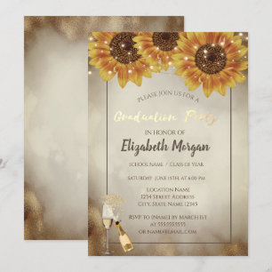 Invitation Casquette Parties scintillant or, Vin, Verre, Tour