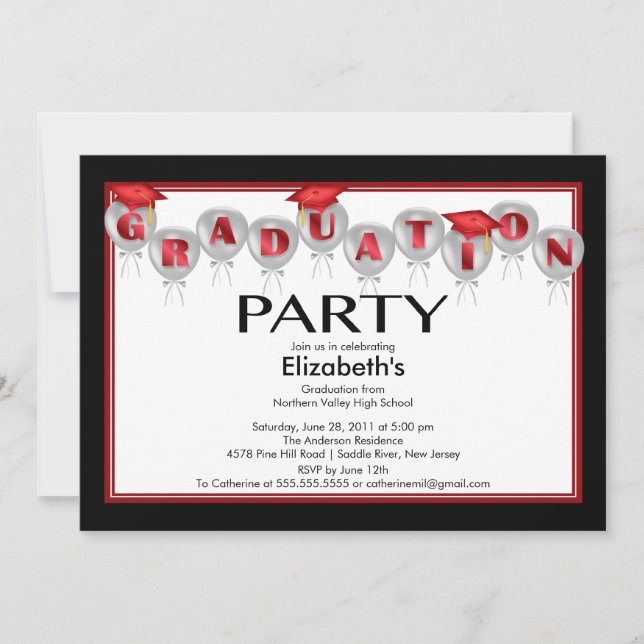 Invitation Casquette rouge d'invitation de fête de remise des (Devant)