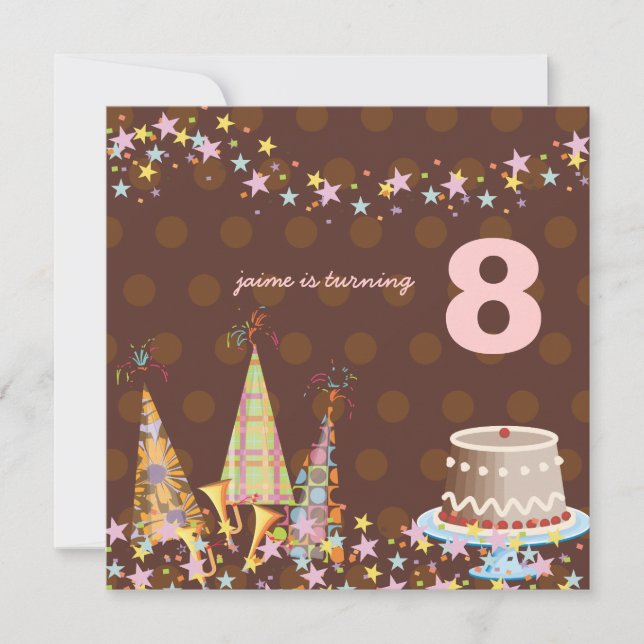 Invitation casquettes de fête, fête d'anniversaire des enfant (Devant)