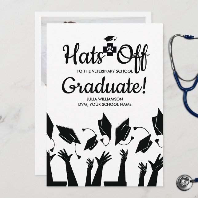 Invitation Casquettes de l'école vétérinaire Grad Graduation  (Créateur téléchargé)